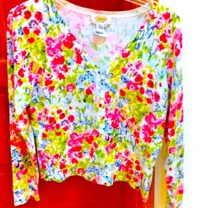 - Vintage Talbots Pima Cotton Floral button down cardigan